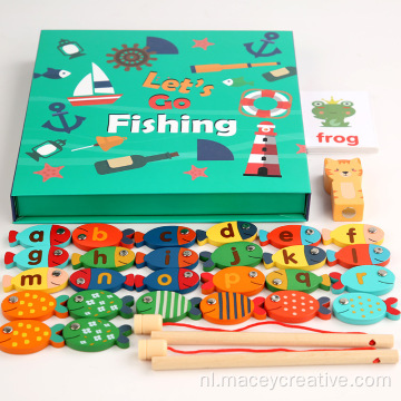 Kinderen houten visspel speelgoed